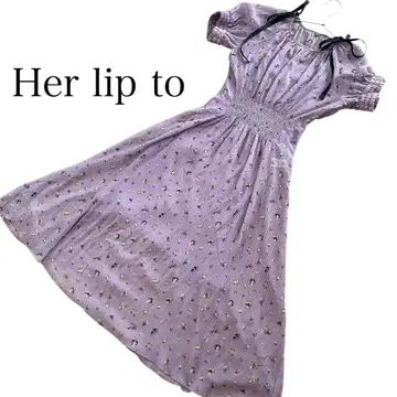 Her lip to 하립투 꽃무늬 퍼프 슬리브 원피스 퍼플