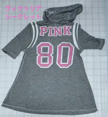 빅토리아시크릿 PINK 후드 부착 롱 기장 티셔츠