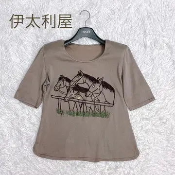새상품급 이타리야 홀스 무늬 티셔츠 모카 사이즈 13(XL)