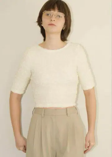 clane W FACE SHIRRING CROPPED TOPS 클라네