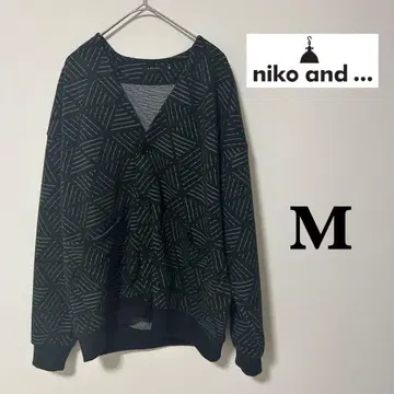 niko and ... 기하학 패턴 가디건 M 블랙