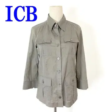 ICB 아이시비 7부 소매 셔츠 카키 코튼 린넨 6 C3829
