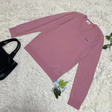 새상품급 라코스테 LACOSTE 니트 핑크 원포인트 로고 3 [L]