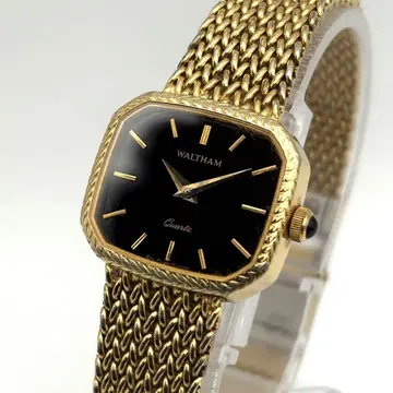 WALTHAM VINTAGE 골드 x 블랙 쿼츠 여성용 손목시계