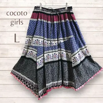 cocoto girls 스커트 비대칭 허리밴딩 레이스 민족