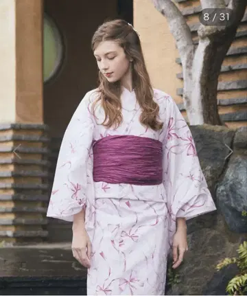 Maison de FLEUR 유카타 핑크 리본 패턴