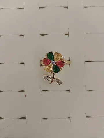 꽃 모티브 반지 컬러풀 스톤
