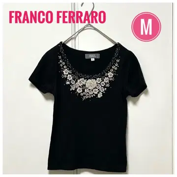 FRANCO FERRARO 프랑코 페라로 자수 니트 반팔 블랙 사이즈 2
