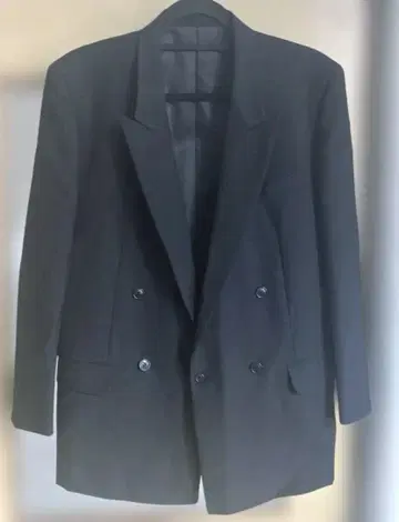 블랙 더블 브레스트 정장 자켓