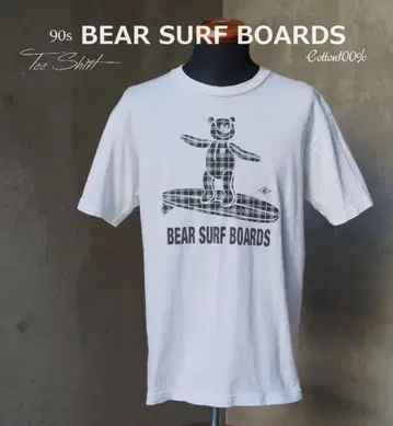 90s BEAR SURF BOARDS 화이트 B.S.B 78 반팔 티셔츠