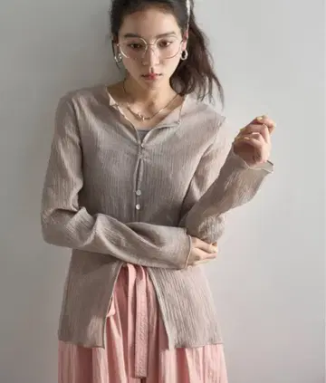 THE YOn 2WAY 시어 양류 롱 슬리브 탑