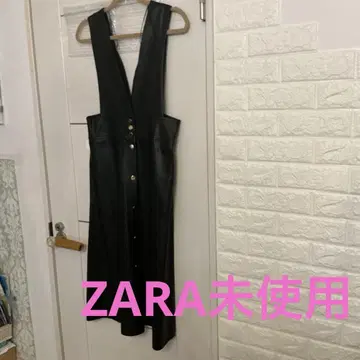 자라 미사용 인조 가죽 블랙 점퍼 스커트 M 사이즈 미사용