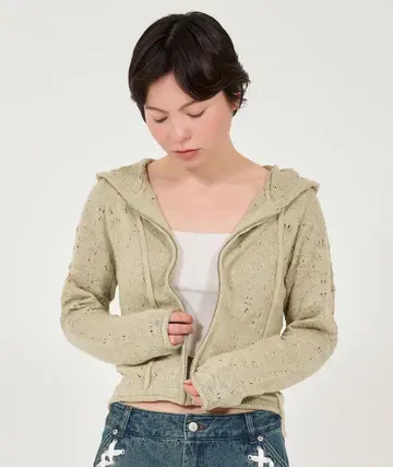 아이렛 패턴 니트 후디 TINA: JOJUN