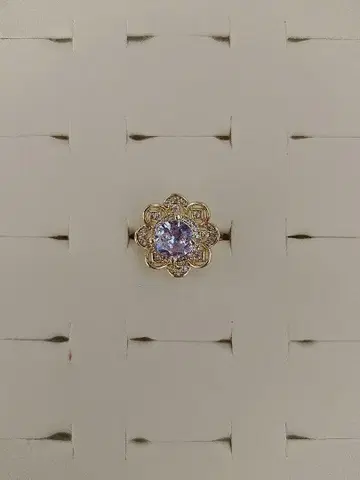 꽃 모양 보라색 스톤 반지
