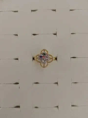플라워 골드 톤 반지