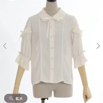 레이스 옷깃 리본 블라우스 아이보리 axesfemmekawaii