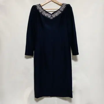 라페스타 시크 (M) V넥 무릎 기장 원피스 자수 지퍼 고급스러운 스타일