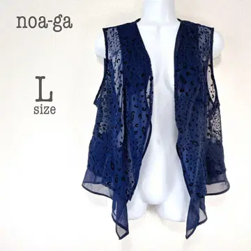 a2779 [ noa-ge ] 레오파드 무늬 메쉬 시어 쉬폰 절개 베스트