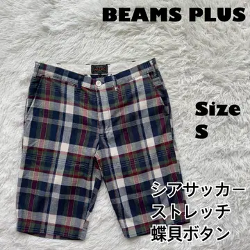 인기 BEAMS PLUS 숏팬츠 스트레치 시어서커 자개 버튼