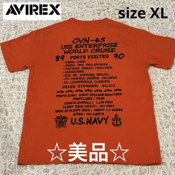 새상품급 [AVIREX 아비렉스] 백 자수 가슴 자수 반팔 티셔츠 XL