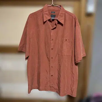 빈티지 BRUNO 린넨 반팔 셔츠 오렌지 아메카지 테로테로