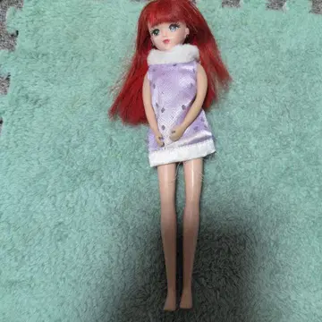 리카짱 인형 빨간 머리 보라색 드레스