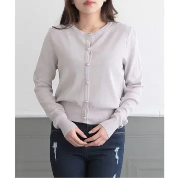 미사용 새상품 메탈릭 버튼 긴팔 니트 가디건 [ 라벤더 ]