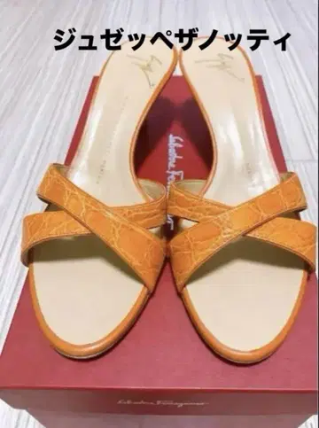 쥬세페 자노티 거의 미사용 25cm 오렌지 뮬 슬림 힐