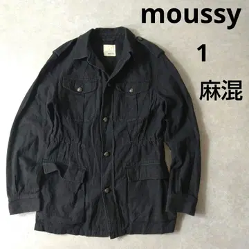 moussy 밀리터리 자켓 린넨 블렌드 마 혼방 블랙 1size