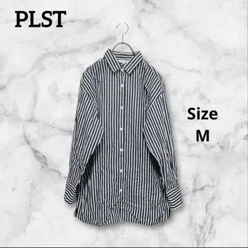 PLST 플라스테 빅 실루엣 스트라이프 셔츠 오버 사이즈 네이비