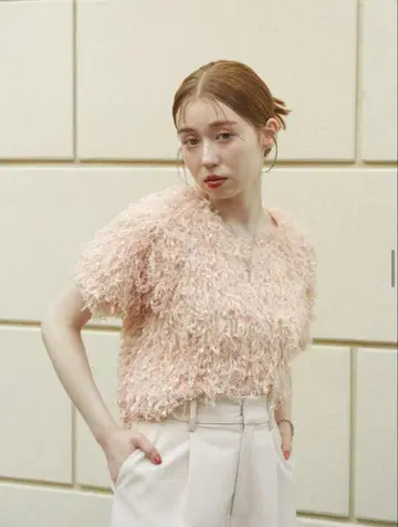 hinari 페더 얀 반팔 풀오버 살몬 핑크