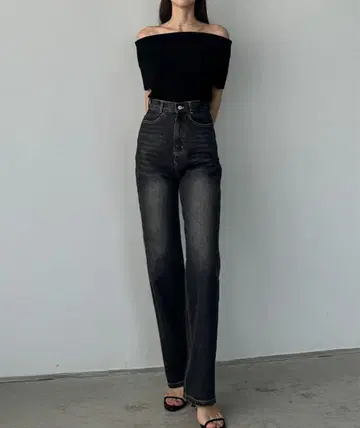 미사용! Louere 르에르 하이웨스트 스트레이트 데님