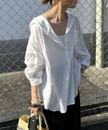 블라우스 셔츠 후드 시어 셔츠 상의 시스루
