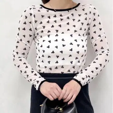 ubyspick&span 스트레치 시어 리본 상의