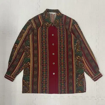 vintage 긴팔 셔츠 올 패턴 아트 패턴 에스닉 아메카지 캐주얼