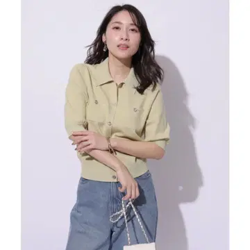 아푸와이저 리셰 카라 5분 소매 풀오버 니트탑 새상품
