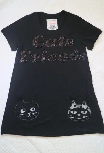 LALACUB 라라큐브 반짝이는 고양이 티셔츠 Cats Friends