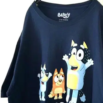 블루이 BLUEY 파티 피플 티셔츠 L 네이비 네이비 컬러 구제 의류