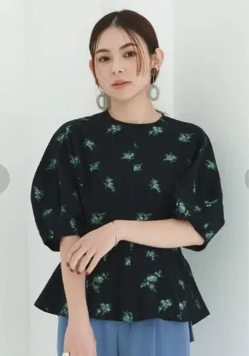 프레이 아이디 자카드 블라우스 플라워 꽃무늬