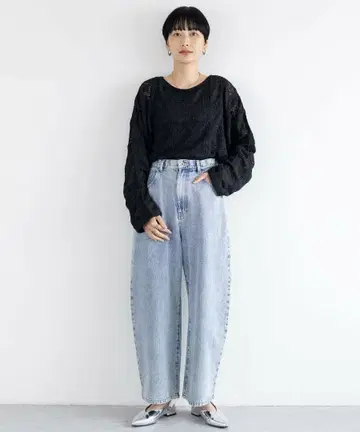 LEPSIM 커브 데님 팬츠 M 케미컬 블루 렙심 배럴 코쿤 벌룬