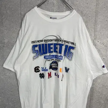 챔피온 NCAA 스포츠 프린트 티셔츠 구제 의류 2XL
