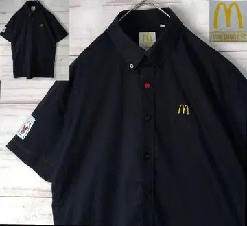 McDonald's 맥도날드 자수 로고 반팔 셔츠 BD 셔츠 블랙 M