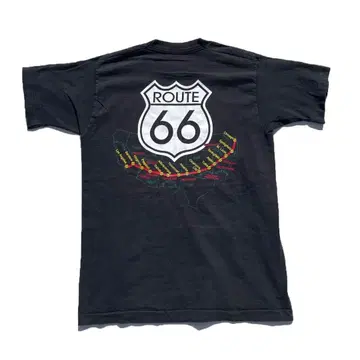 [ 90년대 ] USA 제작 ROUTE 66 로고 프린트 티셔츠 블랙 S