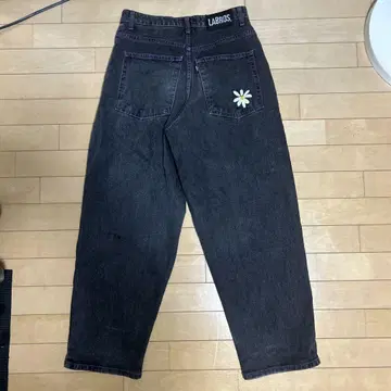 LABROS 데님 보라색 스티치 블랙 데님 퍼플