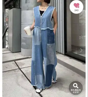 데님 패치워크 올인원 색스 블루 etsinta 에신타