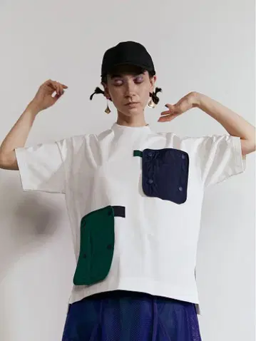 박스 포켓 티셔츠 화이트 38 사이즈