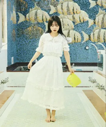 레이스 셋업 kutir 프릴 블라우스 스커트