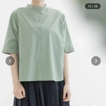 nop de nod 5분 커프스 소매 스탠드 카라 셔츠