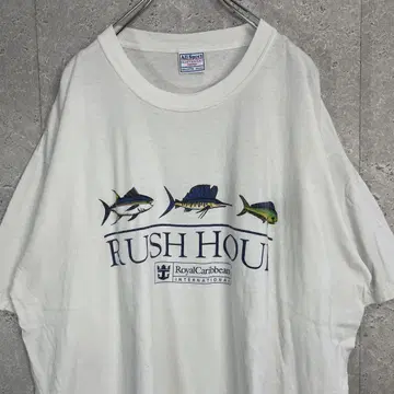 물고기 RUSH HOUR 프린트 티셔츠 구제 의류 2XL