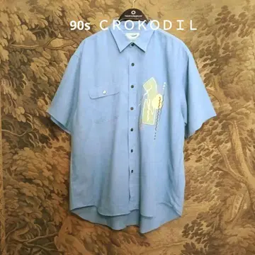 90s vintage CROCODILE 포인트 자수 반팔 셔츠